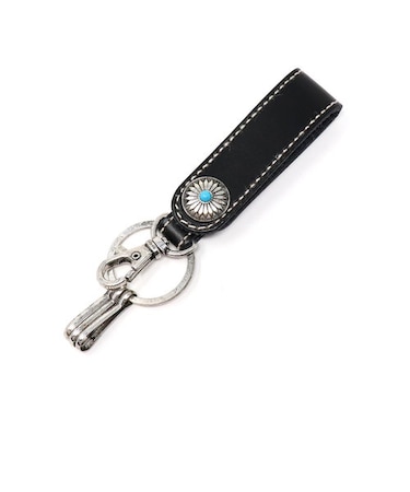 【当商品送料無料】キーホルダー 革 通販 キーリング キーチャーム ベルトループ キーチェーン コンチョ付き 本革 牛革 レザー メンズ レディース