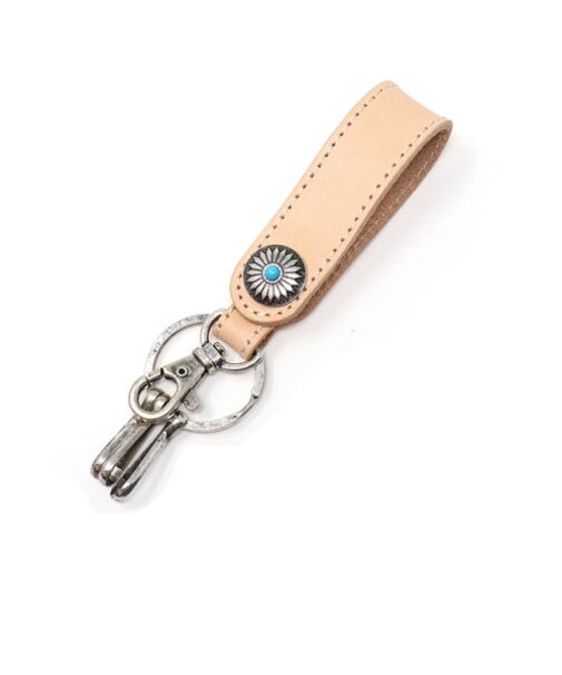 【当商品送料無料】キーホルダー 革 通販 キーリング キーチャーム ベルトループ キーチェーン コンチョ付き 本革 牛革 レザー メンズ レディース