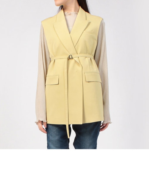 【当商品送料無料】MIND スリーブレスジャケット 通販 ノースリーブ ジャケット ベスト ジレ レディース ウエストベルト フォーマル カジュアル