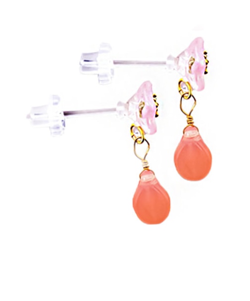 【当商品送料無料】ピアス サン宝石 通販 耳飾り 樹脂ピアス アクセサリー サンホ EF-4908 お花としずくストーン揺れる樹脂ピアス 揺れる