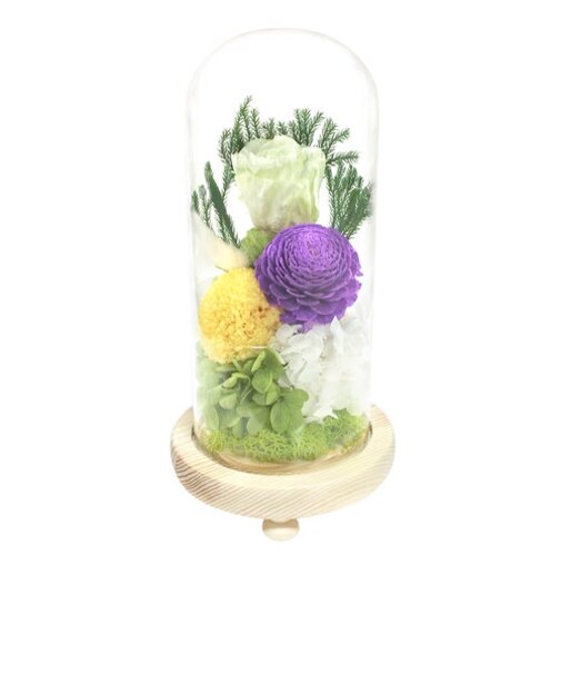 【当商品送料無料】プリザーブドフラワー 仏花 通販 お供えガラスドーム 光莉 ひかり お供え物 おしゃれ 枯れない 水やり不要 法事 花 お盆