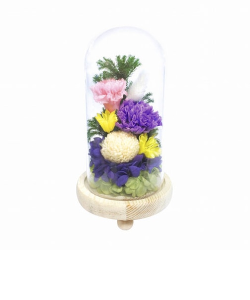 【当商品送料無料】プリザーブドフラワー 仏花 通販 お供えガラスドーム 光莉 ひかり お供え物 おしゃれ 枯れない 水やり不要 法事 花 お盆