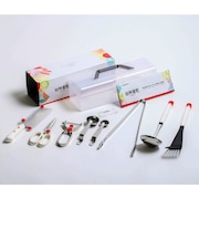 【当商品送料無料】台所育児 7点セット 通販 包丁 子供 ピーラー キッチン鋏 軽量スプーン 菜箸 トング おたま フライ返し こども包丁