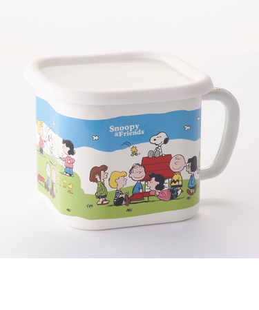 【当商品送料無料】ホーロー 保存容器 スヌーピー 通販 味噌ポット 持ち手付き ホーローマルチスクエアポット ストッカー 容器 1.45L 琺瑯