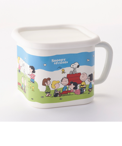 【当商品送料無料】ホーロー 保存容器 スヌーピー 通販 味噌ポット 持ち手付き ホーローマルチスクエアポット ストッカー 容器 1.45L 琺瑯