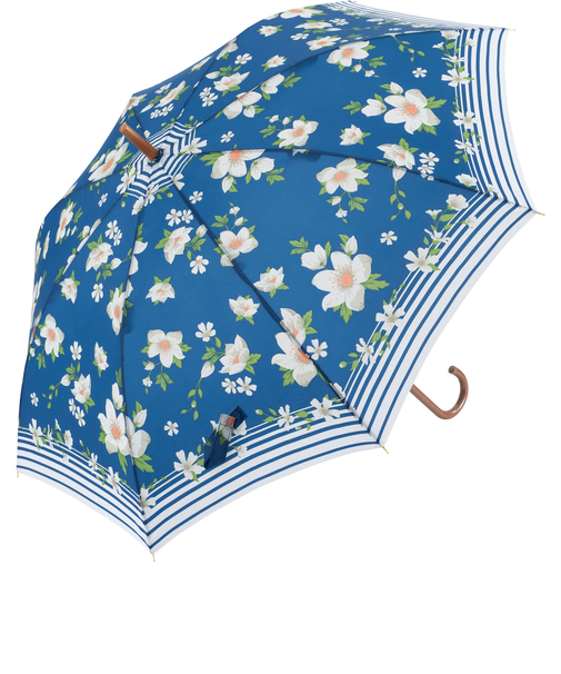 【当商品送料無料】傘 レディース 長傘 耐風 おしゃれ 通販 ジャンプ オシャレ エレガント 花柄 カジュアル ネイビー グラスファイバー 丈夫