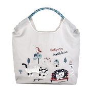 【当該商品送料無料】刺繍 ワッシャーバッグ M アニマル 通販 ワッシャーバック サブバッグ サブバック トート 肩掛け エコバッグ エコバック