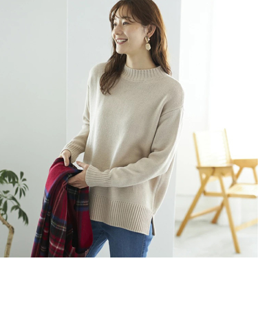 【当該商品送料無料】ニット レディース 長袖 通販 セーター トップス ハイネック ゆったり きれいめ 静電気防止 ハイネックサイドスリットニット