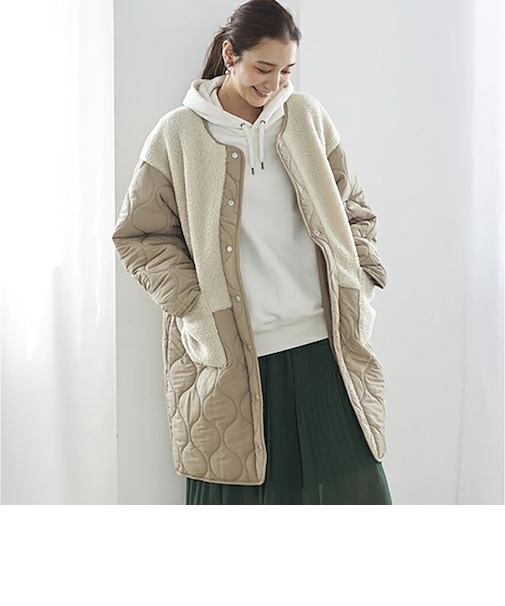 【当該商品送料無料】キルティングコート レディース 通販 ノーカラーコート ロングコート ノーカラージャケット 上着 きれいめ 秋 冬 秋冬