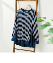 【当該商品送料無料】マリクレール プルオーバー 通販 MC 切替ボーダープルオーバー Tシャツ 長袖 ボーダーT ロンT ボーダーTシャツ