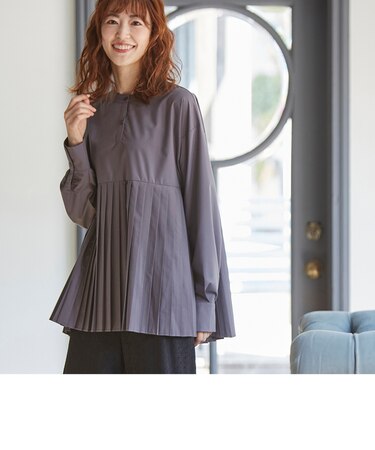 【当該商品送料無料】ブラウス 長袖 レディース きれいめ 通販 シャツブラウス シャツ トップス 360度こなれ感プリーツ切替シャツ おしゃれ