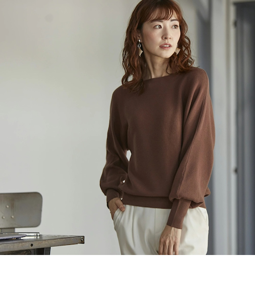 【当該商品送料無料】ニット レディース 長袖 通販 セーター トップス ボートネック ドルマンスリーブ きれいめ なめらかタッチのドルマンニット