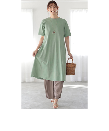 【当該商品送料無料】ワンピース レディース 夏 半袖 通販 ワンピ Tシャツワンピ Tシャツワンピース 春夏 綿100％Ａラインカットソーワンピース
