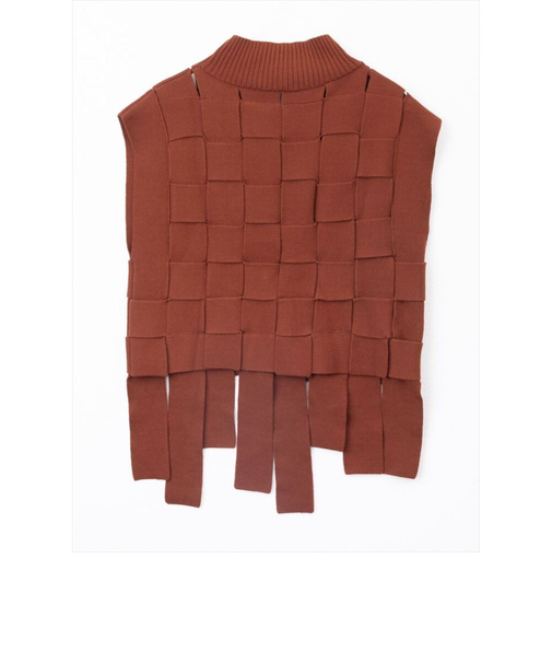 【当該商品送料無料】MIND マインド バスケット編み ベスト 通販 ニット レイヤード ニットベスト 重ね着 チョッキ ノースリーブ 体型カバー