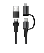 【当該商品送料無料】4in1 USB 充電ケーブル 通販 通信ケーブル タイプcケーブル ライトニングケーブル USBケーブル マルチ充電ケーブル