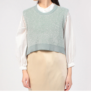 【当該商品送料無料】MIND マインド フェザー ベスト 通販 フェザーベスト フェザーニット 重ね着 レイヤード チョッキ キラキラ