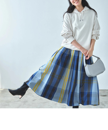 【当該商品送料無料】スカート レディース チェック 通販 フレアスカート ロングスカート フレアースカート ウエストゴム おしゃれ
