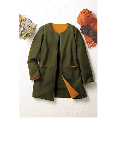 【当該商品送料無料】コート レディース きれいめ 通販 ノーカラーコート ノーカラージャケット ミドル丈 上着 ファスナー 秋 冬 秋冬