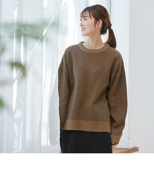 【当該商品送料無料】ニット レディース きれいめ 通販 セーター プルオーバー 長袖 ゆったり ジャカード柄レトロ配色ニットトップス 秋冬 秋 冬