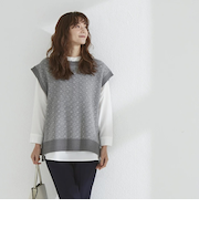 【当該商品送料無料】アンサンブル ニット レディース 通販 長袖 ブラウス ベスト ニットベスト シャツブラウス とろみシャツ セーター