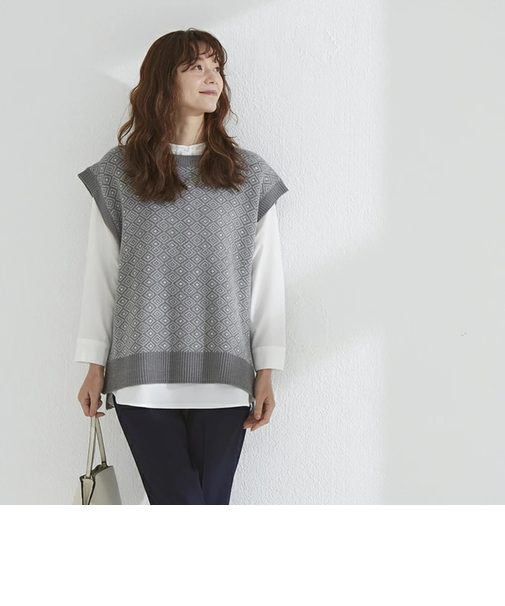 【当該商品送料無料】アンサンブル ニット レディース 通販 長袖 ブラウス ベスト ニットベスト シャツブラウス とろみシャツ セーター