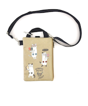 【当該商品送料無料】ポシェット レディース 通販 斜め掛け スマホショルダー ショルダーバッグ ビニールコーティング スマホポーチ ネコ 猫