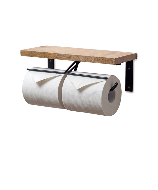 【当該商品送料無料】トイレットペーパーホルダー 2連 通販 トイレットペーパー ホルダー ペーパーホルダー ペーパー収納 ダブル シェルフ型 壁