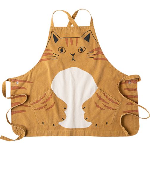 【当該商品送料無料】AND PACKABLE アンドパッカブル エプロン 猫 通販 前掛 前掛け ワークエプロン カフェエプロン 猫モチーフ ネコ