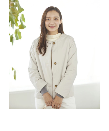 【当該商品送料無料】ノーカラージャケット レディース 秋 通販 ノーカラーコート 中綿コート ショート ジャンパー ブルゾン 環境に優しい