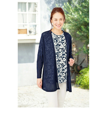 【当該商品送料無料】アンサンブル レディース 通販 トップス カーディガン 花柄 レディースアンサンブル チュニック シンプル 女性 大人 ミセス