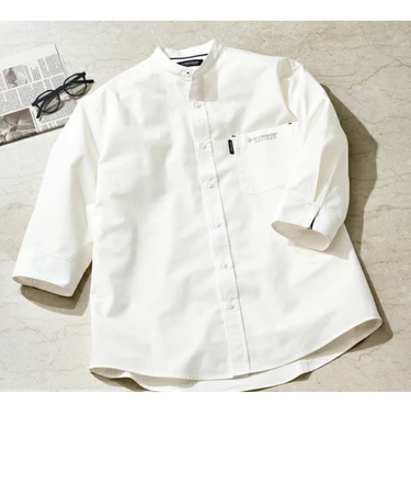 【当該商品送料無料】シャツ メンズ カジュアル 通販 ７分袖シャツ バンドカラーシャツ メンズシャツ カジュアルシャツ ７分袖 おしゃれ オシャレ