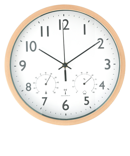 【当該商品送料無料】壁掛け 時計 電波 温度 湿度 おしゃれ 通販 温湿度計付き電波時計 ウォールクロック 電波時計 掛時計 壁掛時計 掛け時計