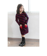 【当該商品送料無料】キッズ ワンピース 女の子 長袖 通販 キッズワンピース 10001714 長袖ワンピース 冬 秋冬 ボーダー ハート