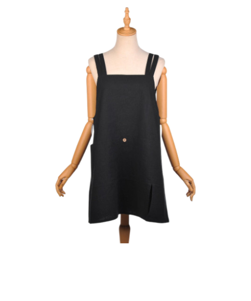 【当該商品送料無料】エプロン おしゃれ 通販 釦あきエプロン レディース女性 着脱が簡単 後ろボタン コットン 綿 キッチンファブリック かわいい