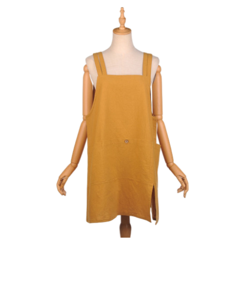 【当該商品送料無料】エプロン おしゃれ 通販 釦あきエプロン レディース女性 着脱が簡単 後ろボタン コットン 綿 キッチンファブリック かわいい