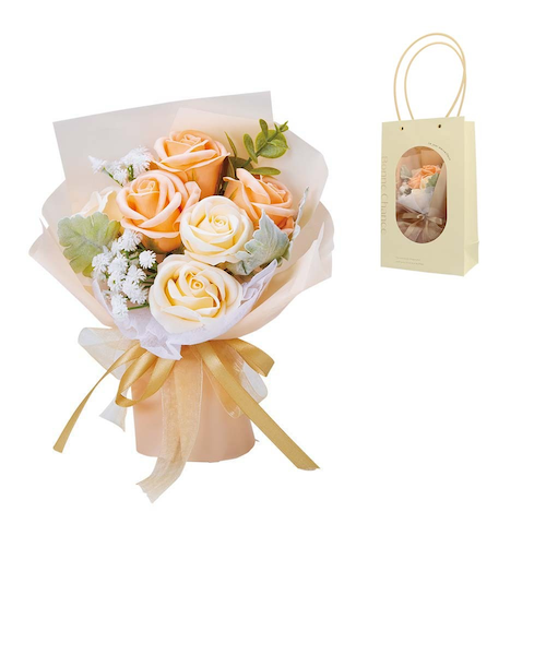 当該商品送料無料】ソープフラワー ブーケ 手提げバッグ付き