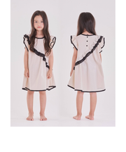 【当該商品送料無料】半袖 ワンピース キッズ 通販 半袖ワンピース 52072201 ワンピ 夏 女の子 綿100 フリル 肩フリル アシンメトリー
