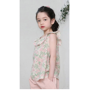 【当該商品送料無料】キッズ ノースリーブ 女の子 通販 タンクトップ 63042301 Tシャツ 半袖 夏服 袖なし フリル 綿 コットン 襟付き