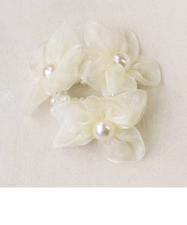 【当該商品送料無料】リボン シュシュ キッズ 通販 お花 パール 68142302 シューガーシュシュ オーガンジー フラワー 子供 女の子