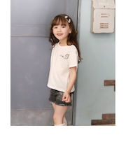 【当該商品送料無料】キッズ Tシャツ 半袖 女の子 通販 カットソー 73062401 半袖Tシャツ 夏服 ねこ 猫 ネコ 刺繍 パール シンプル