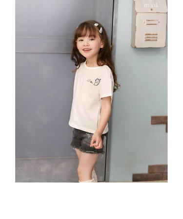 【当該商品送料無料】キッズ Tシャツ 半袖 女の子 通販 カットソー 73062401 半袖Tシャツ 夏服 ねこ 猫 ネコ 刺繍 パール シンプル