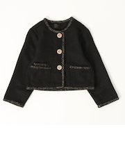 【当該商品送料無料】キッズ ジャケット 女の子 フォーマル 通販 ツイードジャケット 61012302 キッズジャケット ノーカラージャケット 黒