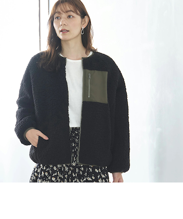 【当該商品送料無料】ショート丈 ノーカラーコート レディース 通販 ノーカラージャケット ブルゾン ジャンパー ショート リバーシブル