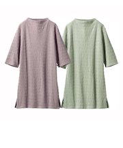 【当該商品送料無料】チュニック レディース 通販 ジャガードチュニック レディースチュニック 綿混 トップス 半袖 カットソー プルオーバー