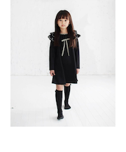 【当該商品送料無料】キッズ ワンピース 女の子 長袖 通販 キッズワンピース 42122102 長袖ワンピース 冬 秋冬 フリル リボン Aライン