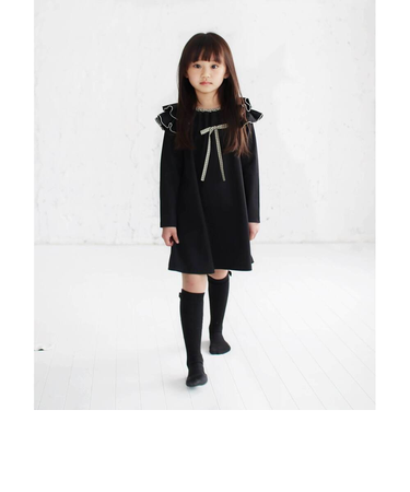 【当該商品送料無料】キッズ ワンピース 女の子 長袖 通販 キッズワンピース 42122102 長袖ワンピース 冬 秋冬 フリル リボン Aライン