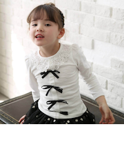 【当該商品送料無料】女の子 キッズ 長袖 Tシャツ 通販 ロンT 73012402 長袖Tシャツ カットソー リボン レース おしゃれ かわいい