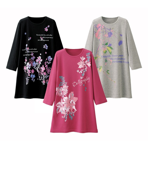 【当該商品送料無料】プリントTシャツ レディース 通販 ７分袖Ｔシャツ レディースTシャツ 花柄 吸水速乾 女性 大人 カジュアル シンプル