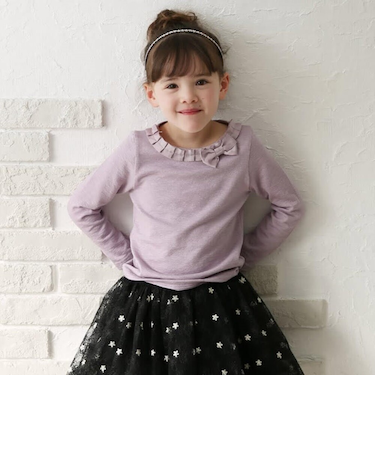 【当該商品送料無料】女の子 キッズ 長袖 Tシャツ 通販 ロンT 73022402 長袖Tシャツ カットソー リボン ボートネック おしゃれ