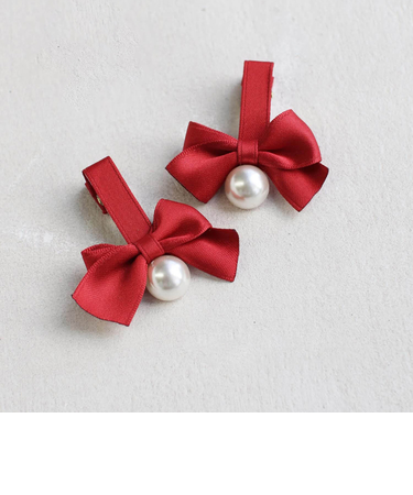 【当該商品送料無料】ヘアクリップ キッズ 2個セット 通販 ヘア クリップ 68522302 あいリボンヘアクリップ リボン パール 子供 女の子